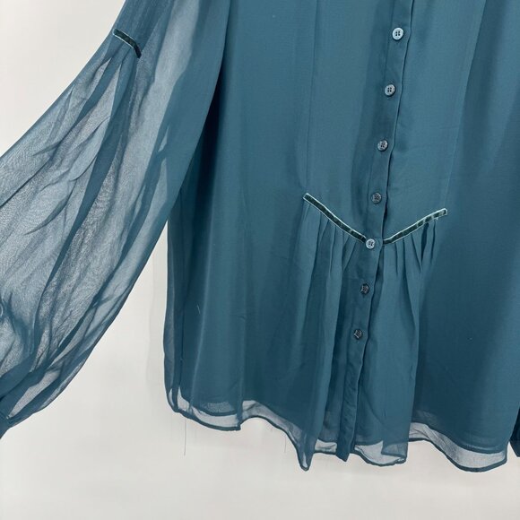 Coldwater Creek Womens Sheer Long Sleeve Peasant Blouse size large petite - Picture 7 of 12